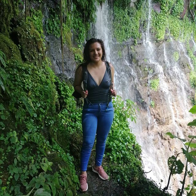 Photo by Gabriela Grande Cóbar on April 02, 2021. May be an image of one or more people, people standing and waterfall.